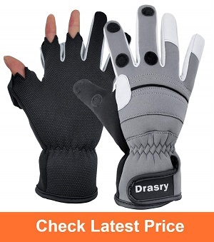 Drasry 3 Cut Fingers Ice Fishing Gloves